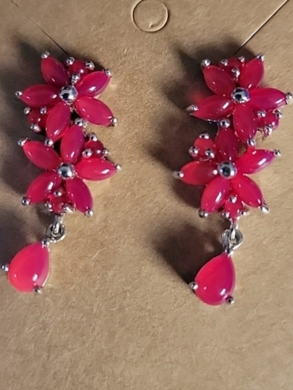 Red Adventurine Sterling Silver Floral Drop Earrings